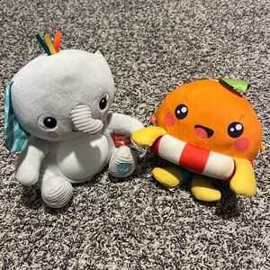 Fisher-Price Gray Elephant and Orange Plush Toy Duo